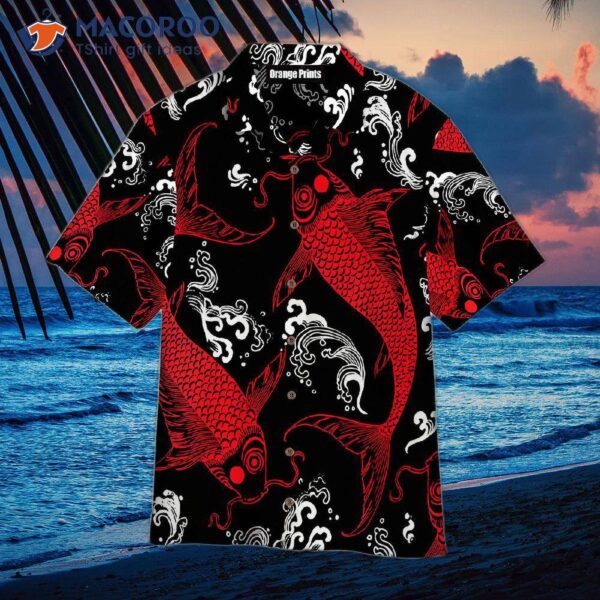 Red Koi Fish Hawaiian Shirts