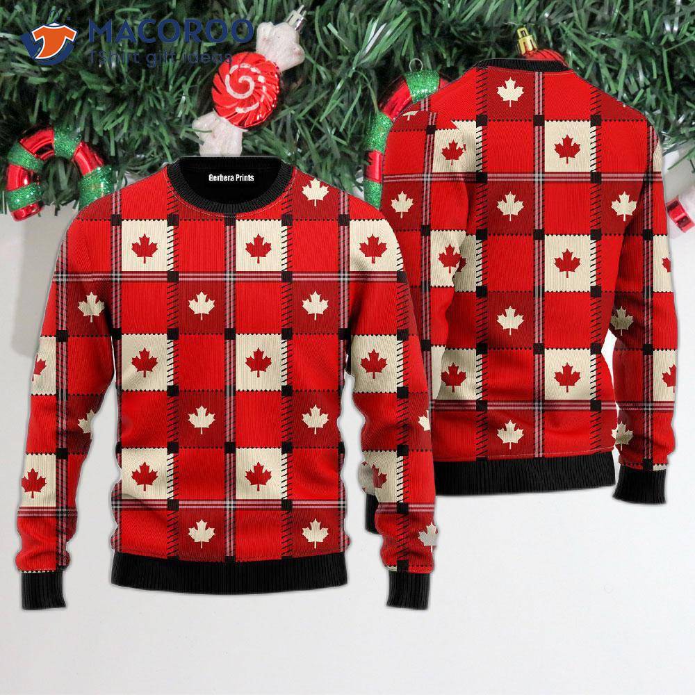 Pattern Oh Canada Maple Leaf Vintage Canadian Style Sweater 