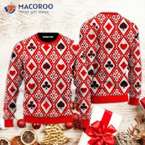 Red Seamless Ugly Christmas Sweater With Xmas Pattern