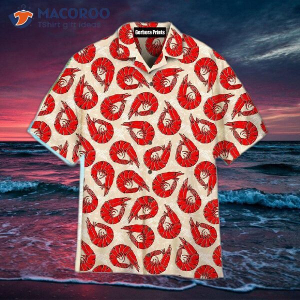 Red Shrimp Pattern Hawaiian Shirts