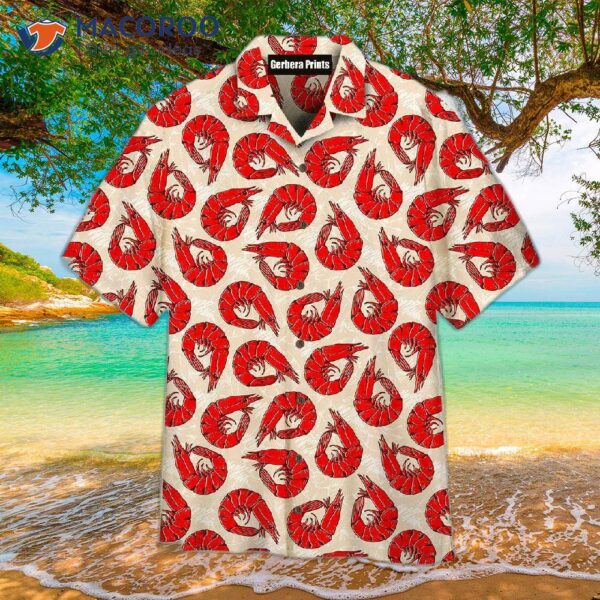 Red Shrimp Pattern Hawaiian Shirts