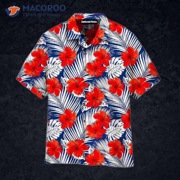 Red Tropical Hawaiian Flower Shirts