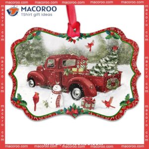 Red Truck It’s The Most Wonderful Time Of Year Metal Ornament, Truck Ornaments