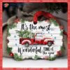 Red Truck It’s The Most Wonderful Time Metal Ornament, Fire Truck Ornament