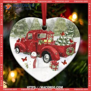 red truck memory butterfly christmas heart ceramic ornament fire truck ornament 2
