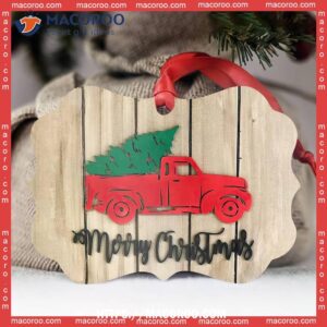 Red Truck Merry Christmas Basic Metal Ornament, Red Truck Christmas Decor