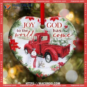 red truck snowman faith has come heart ceramic ornament truck ornaments 1