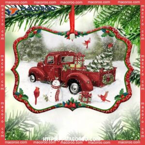 red truck snowman for christmas horizontal ceramic ornament truck ornaments 2