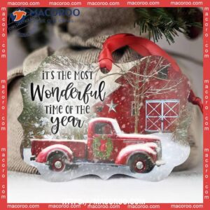 Red Truck Snowman Faith Has Come Heart Ceramic Ornament, Truck Ornaments
