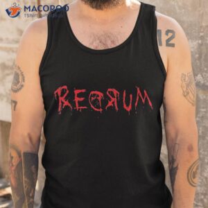 redrum scary font trick treat 80s horror movie fan shirt tank top