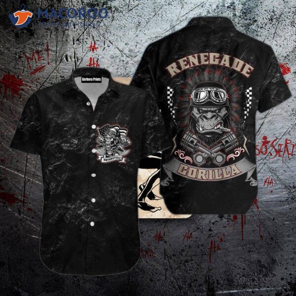 Renegade Gorilla Garage Black Hawaiian Shirts