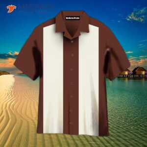 Retro 1950s Casual Rockabilly Bowling Brown Hawaiian Shirts