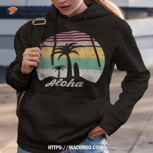 retro aloha hawaii hawaiian island palm beach surfboard surf shirt hoodie 3