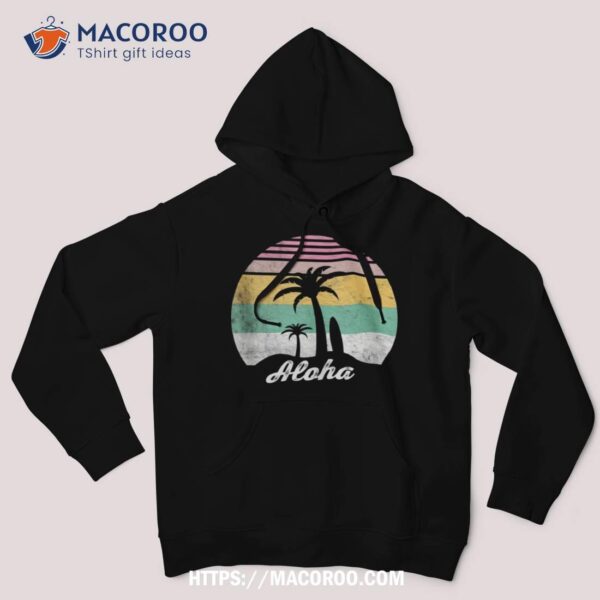 Retro Aloha Hawaii Hawaiian Island Palm Beach Surfboard Surf Shirt