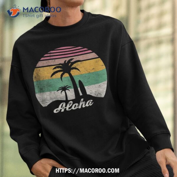 Retro Aloha Hawaii Hawaiian Island Palm Beach Surfboard Surf Shirt