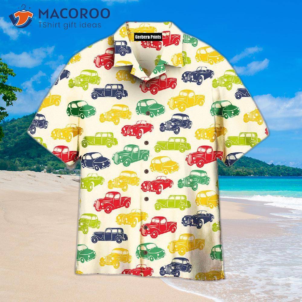 Retro Car Tropical Yellow Hawaiian Shirts Retro Car Tropical Yellow Hawaiian Shirts