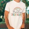 Retro First Day Of School Hello Preschool Teacher Rainbow Shirt