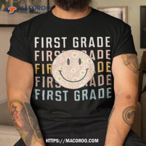 retro first grade teacher kid back to school 1st grade team shirt tshirt