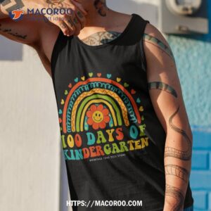 retro groovy 100 days of kindergarten teachers kids rainbow shirt tank top 1