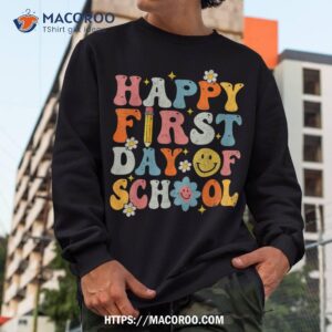 retro groovy happy first day of school teacher student shirt sweatshirt