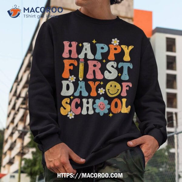 Retro Groovy Happy First Day Of School Teacher Student Shirt