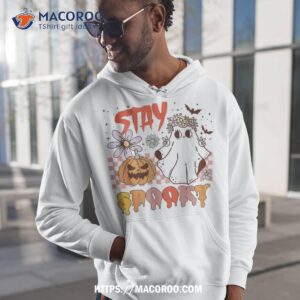 retro groovy stay ghost spooky pumpkin floral halloween shirt halloween gifts for girlfriend hoodie 1