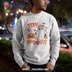 retro groovy stay ghost spooky pumpkin floral halloween shirt halloween gifts for girlfriend sweatshirt