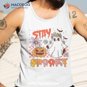 retro groovy stay ghost spooky pumpkin floral halloween shirt halloween gifts for girlfriend tank top 3