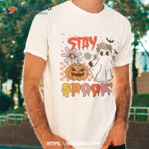 retro groovy stay ghost spooky pumpkin floral halloween shirt halloween gifts for girlfriend tshirt