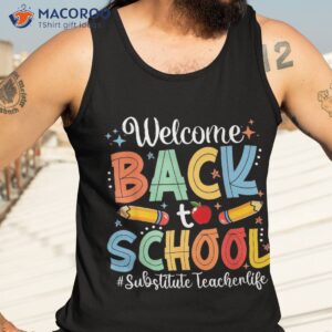 retro groovy substitute teacher life welcome back to school shirt tank top 3