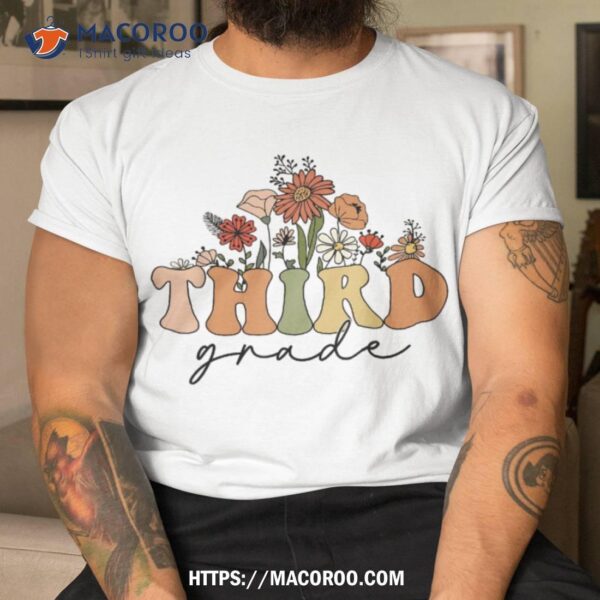 Retro Groovy Third Grade Teachers Back To School Student Shirt