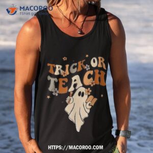 retro groovy trick or teach teacher halloween costume shirt tank top