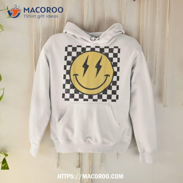 Retro Happy Face Shirt Checkered Pattern Smile Trendy