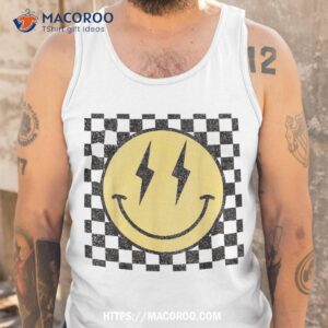 retro happy face shirt checkered pattern smile trendy tank top