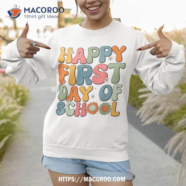 Retro Happy First Day Of School Teachers Kids Back To Shirt