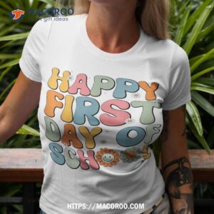 retro happy first day of school teachers kids back to shirt tshirt 3