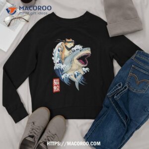 retro japanese samurai cat shark vintage kanagawa shirt sweatshirt