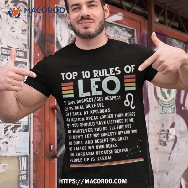 Retro Leo Zodiac Sign Astrology July August Birthday Leo Shirt