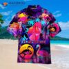 Retro Neon Tropical Flamingo Hawaiian Shirts