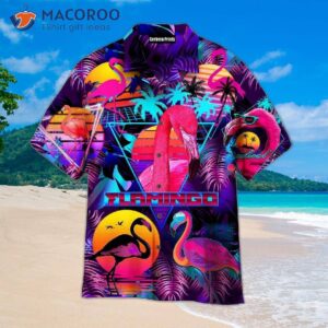 retro neon tropical flamingo hawaiian shirts 0