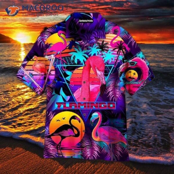 Retro Neon Tropical Flamingo Hawaiian Shirts