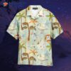 Retro Palm Tree Beach White Hawaiian Shirts