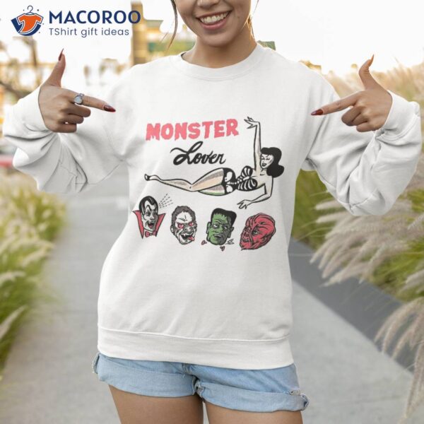 Retro Pin Up Girl Skeleton Funny Halloween Monster Lover Shirt