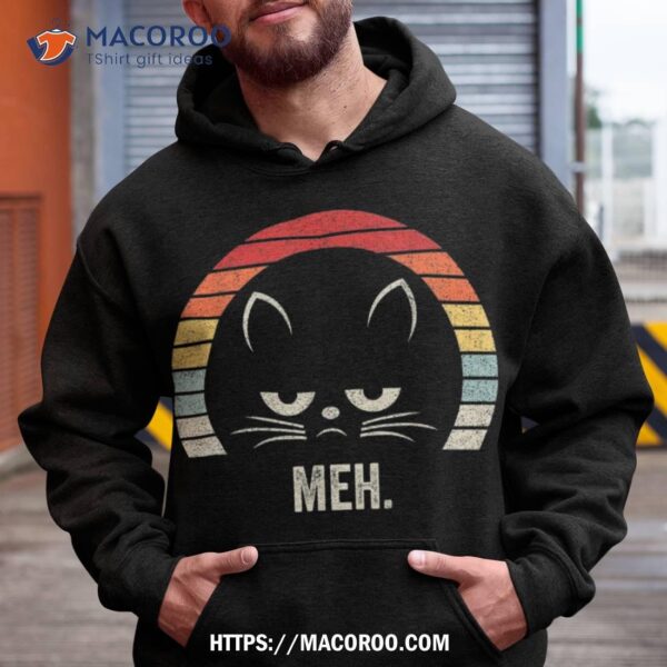 Retro Sarcastic Funny Angry Cat Meh Halloween Costume Shirt