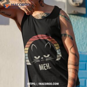 retro sarcastic funny angry cat meh halloween costume shirt tank top 1