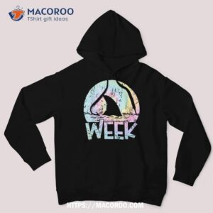 retro shark fin week 2023 shark lover ocean wildlife tie dye shirt hoodie