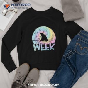 retro shark fin week 2023 shark lover ocean wildlife tie dye shirt sweatshirt