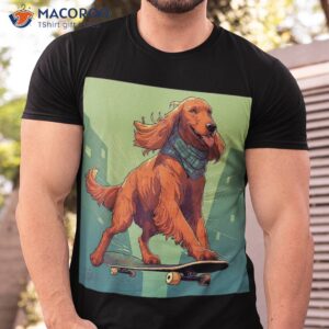 Retro Skateboarding Irish Setter Dog Skateboard Shirt