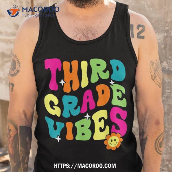 Retro Third Grade Vibes Back To School 3rd Grade Teacher Kid Shirt