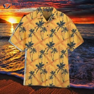 Retro Tropical Palm Tree Yellow Hawaiian Shirts